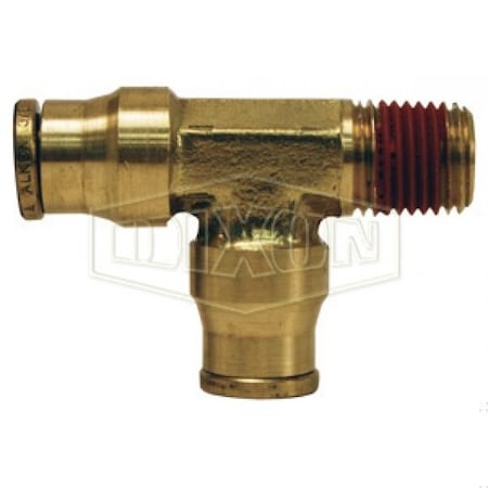 Dixon Push-In Run Tee, 1/4 in Nominal, MNPT x Tube, Brass, Domestic 718X8